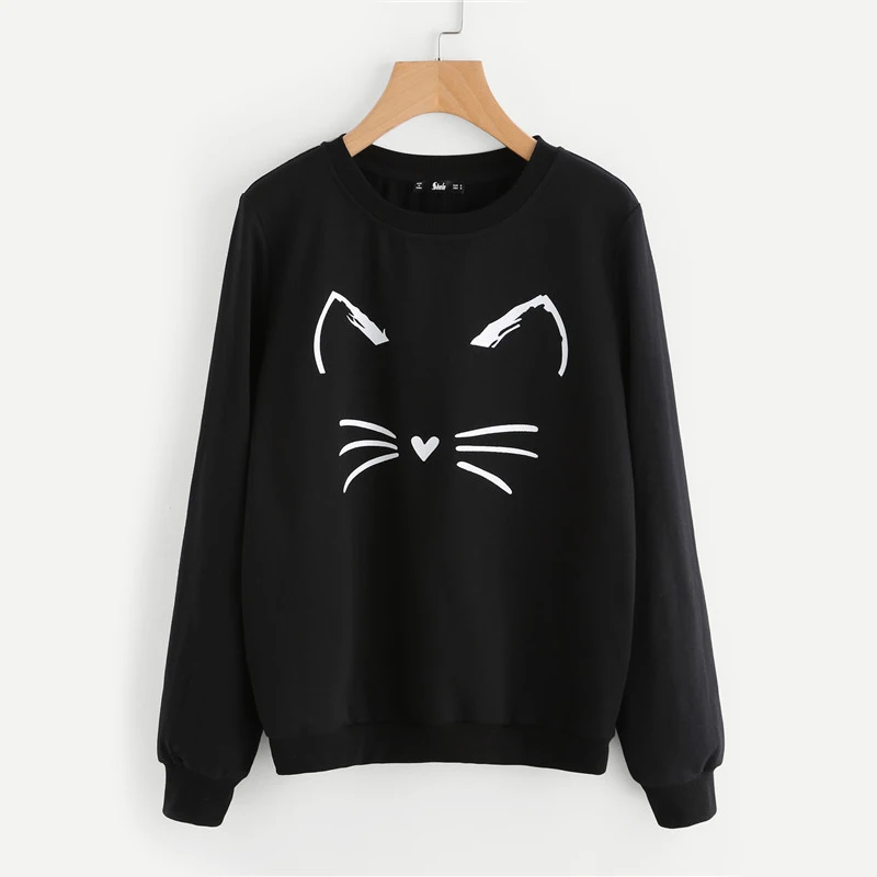 SHEIN Модный Свитшот С Принтом Женская Повседневная Толстовка С Длинными Рукавами И Круглым Вырезом