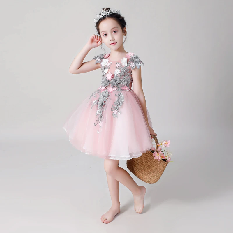 Платья для девочек держащих букет невесты на свадьбе с аппликацией вечерние