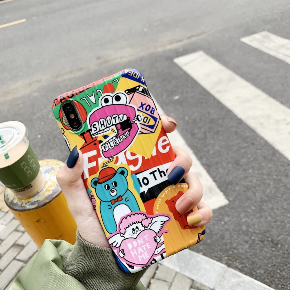 Брендовый чехол для iPhone X Xs Max Xr 7 8 Plus чемодана высококачественный из ТПУ 6 6s мягкий