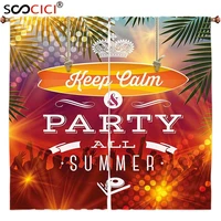 Window Curtains Treatments 2 Panels Tropical Summer Holiday Party Greeting Pattern Palm Trees and a Crown Print Orange and Dark