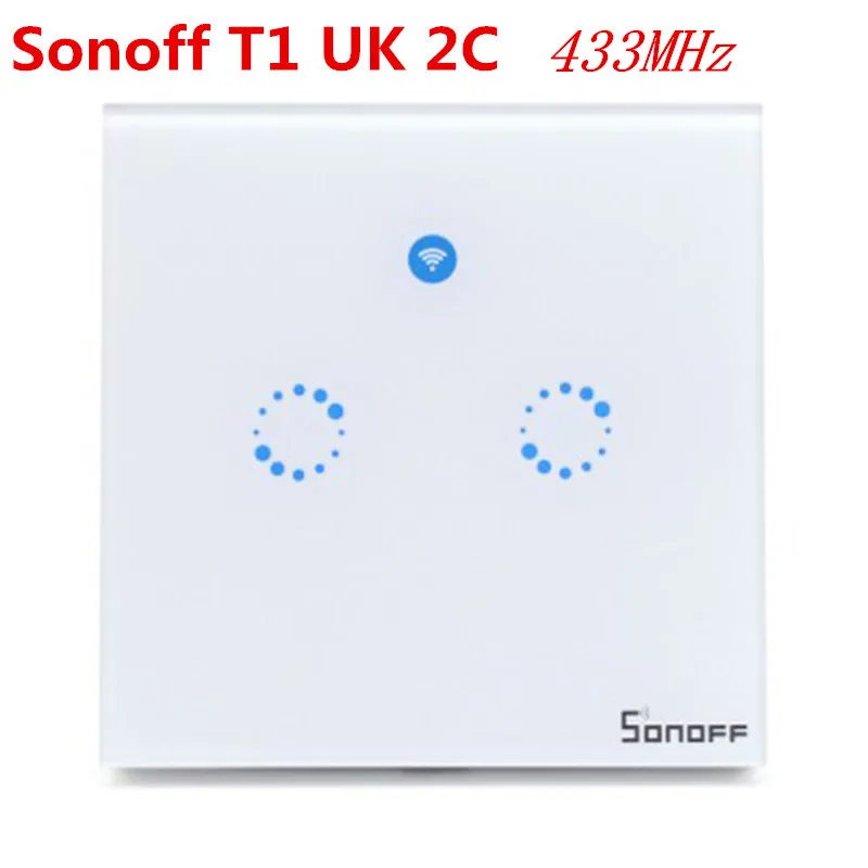 Интеллектуальный выключатель света Sonoff T1 US/EU Wi-Fi RF/APP/Touch Управление настенный выключатель света 1/2/3 Gang 86 панель типа настенный сенсорный переключатель света Умный дом - Комплект: Sonoff T1 UK 2C