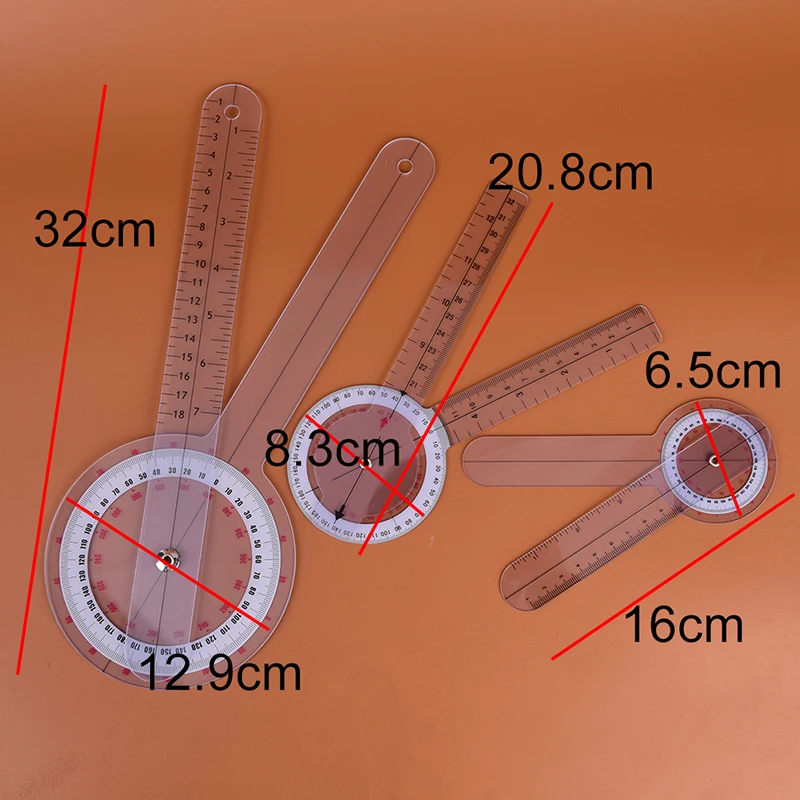 

3pcs 6inch, 8inch, 12inch 360 Degree plastic protractor Angle Ruler Spinal Goniometer