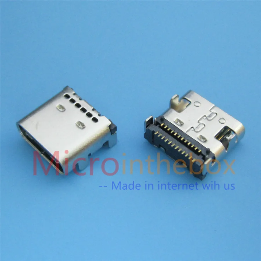 

USB Connector Type C 24P Female Type USB 3.1 Horizontal SMD 2*12 Pin With buckle, welded plate, 4 fixed feet, double edge