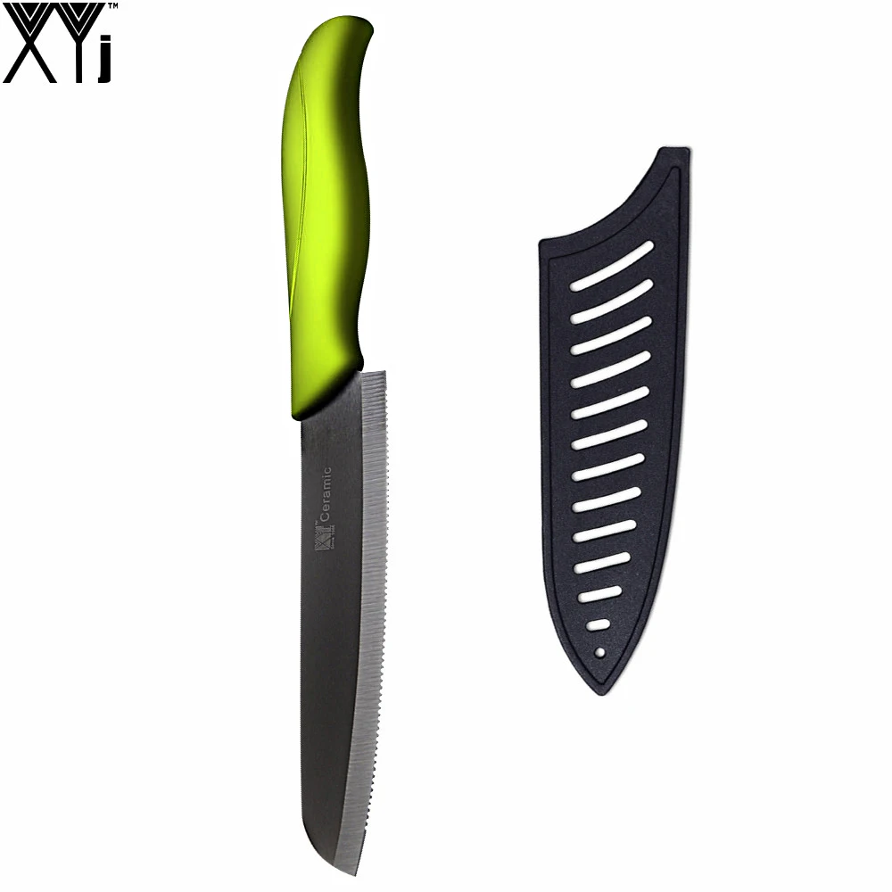 Green H Black Blade XYj 6 ''кухонный хлебный керамический нож с красочной ручкой черно-белый нож с пластиковой ручкой кухонный инструмент аксессуар кухонный гаджет - Цвет: Green H Black Blade