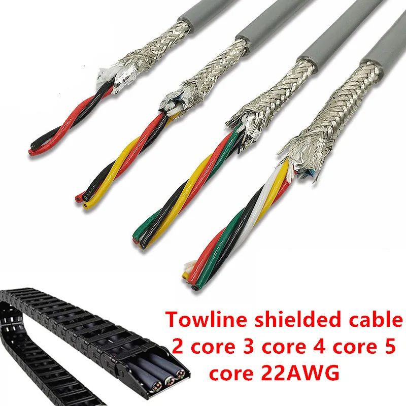 

22AWG 20AWG 18AWG 2-5 coreS Towline shielded cable PVC flexible wire TRVVP resistance to bending corrosion resistant copper wire