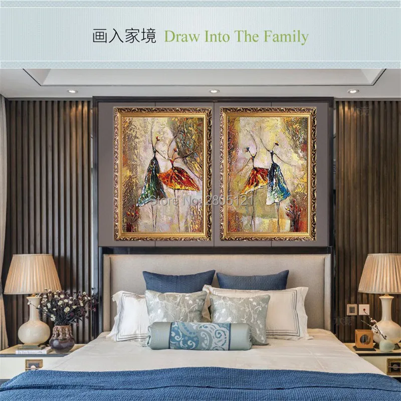 Ручная роспись Современная картина маслом на холсте балетные танцоры модульные