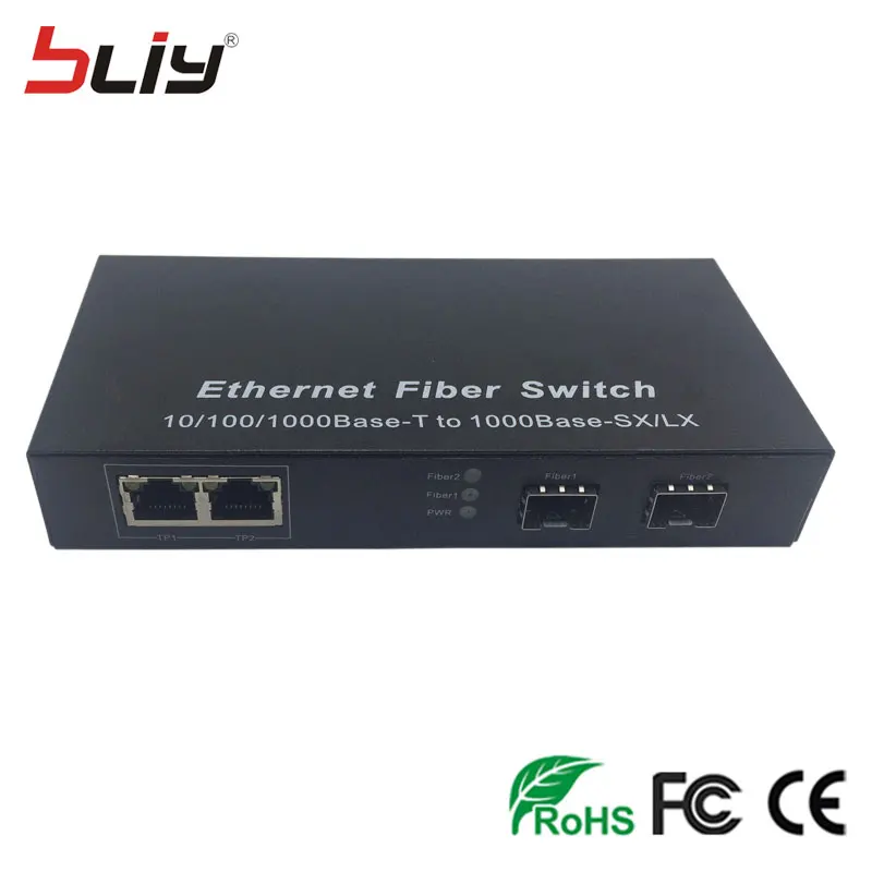 Оптическое волокно 4 порты и разъёмы конвертер медиафайлов sfp 2G2E 20 км до 2 rj45 UTP