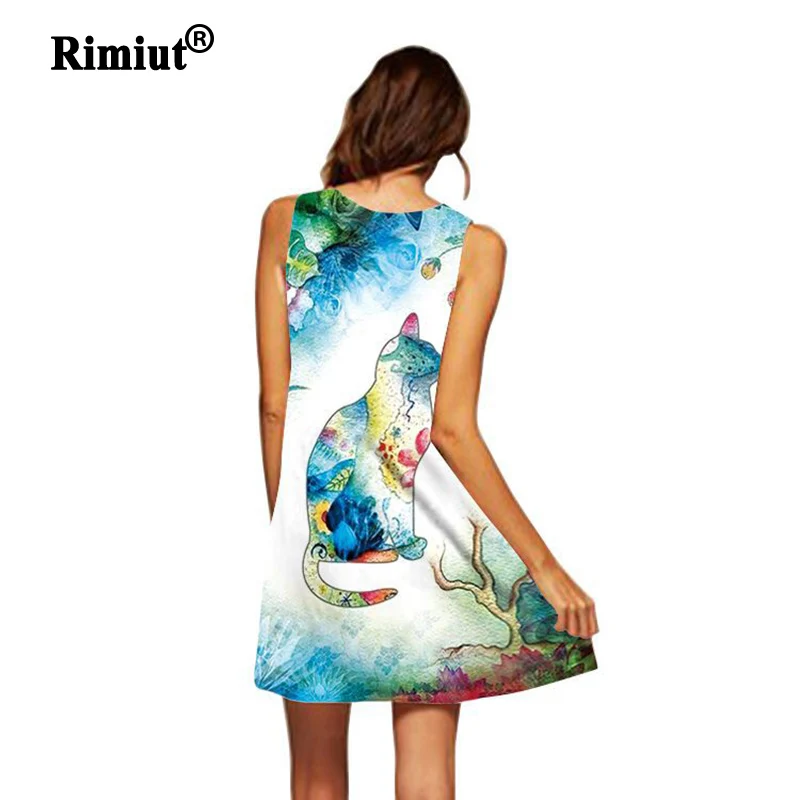 Rimiut 2XL Для женщин без рукавов с принтом животных Мини-платья круглым вырезом жира