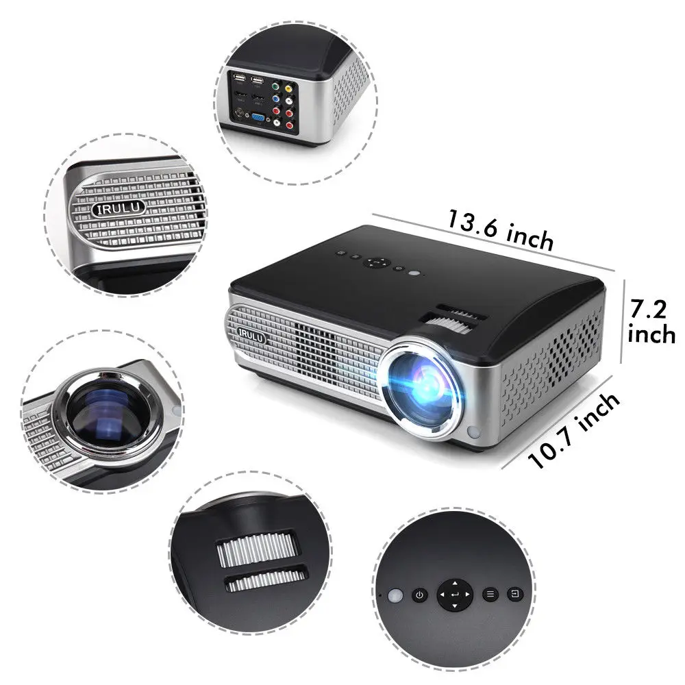 iRULU P4 Full HD1080P Video Projector with TV Turner HDMI for Movie Games | Электроника