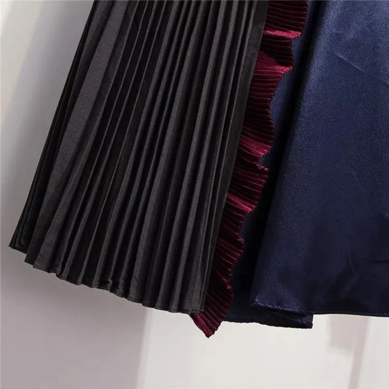 Плиссированная юбка в стиле ретро с оборками контрастная плиссированная