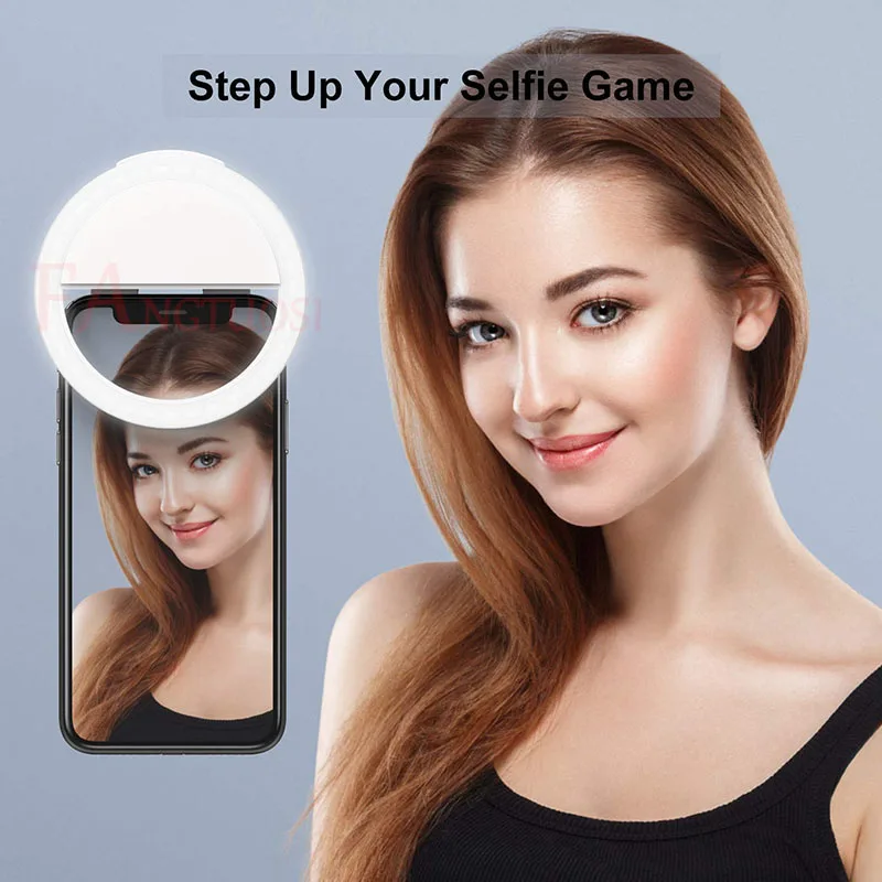 FANGTUOSI New USB Charge Selfie Flash Portable Led Ring Light Night Enhancing Photography Smartphone selfie ring light Clip