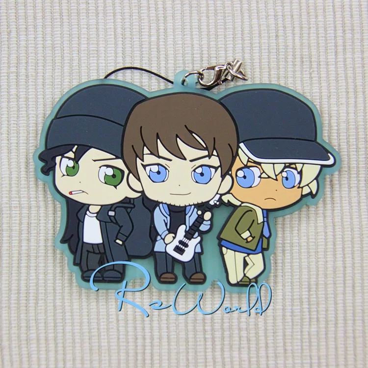 

Conan Anime Detective Conan Jimmy Kudo Kaitou Kiddo Hattori Heiji CP Ver Rubber Keychain
