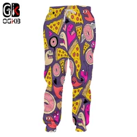 ogkb casual pants boy new long loose food clothes 3d trousers printing sandwich donut hip hop big size for men winter trousers
