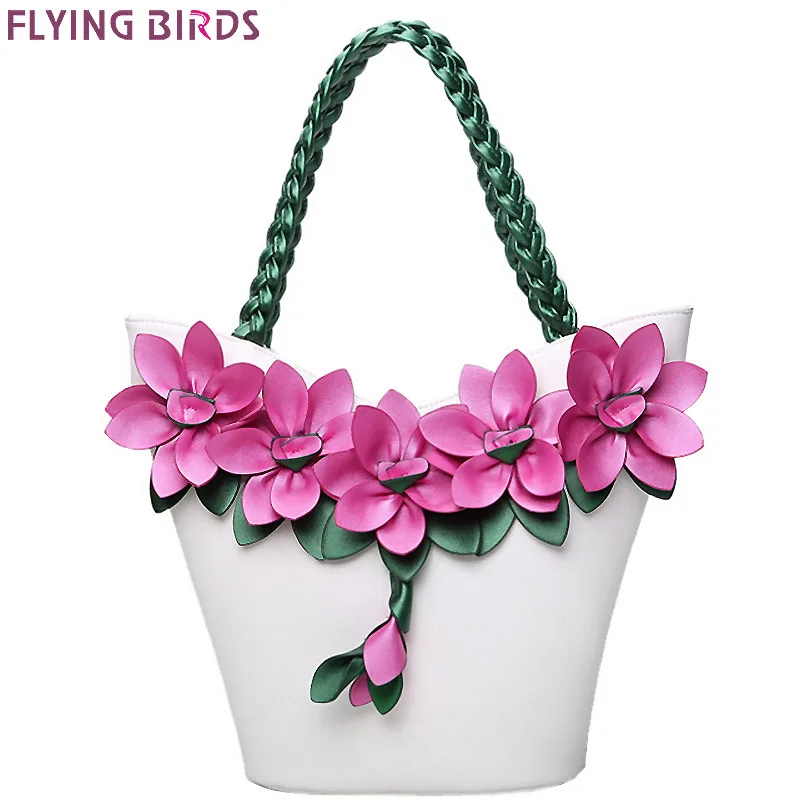 Женская сумка тоут FLYING BIRDS Дизайнерская кожаная комбинированные сумки с цветами