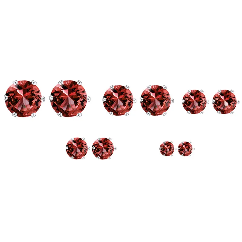 EJDY83810 Red IF ME панковские серьги-гвоздики набор для женщин и мужчин унисекс серебряный цвет геометрический Круглый CZ кубический цирконий кристалл милый 5 размеров 10 цветов - Окраска металла: EJDY83810 Red
