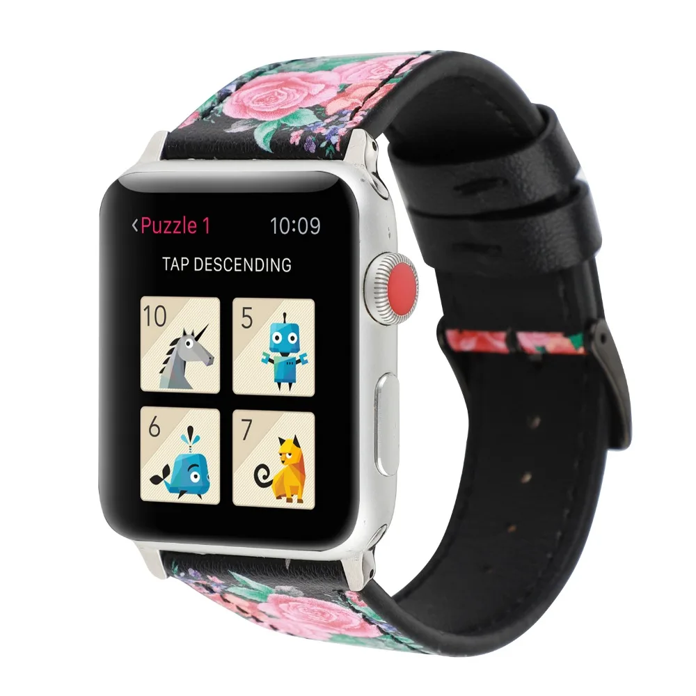 Сельский кожаный ремешок для часов apple watch группы серии 4 3 2 1 цветочный сменный Apple