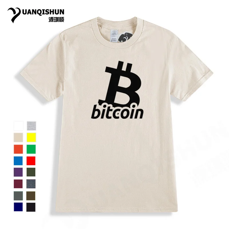 Футболка мужская с цифровой валютой биткоина Модная хлопковая тенниска круглым