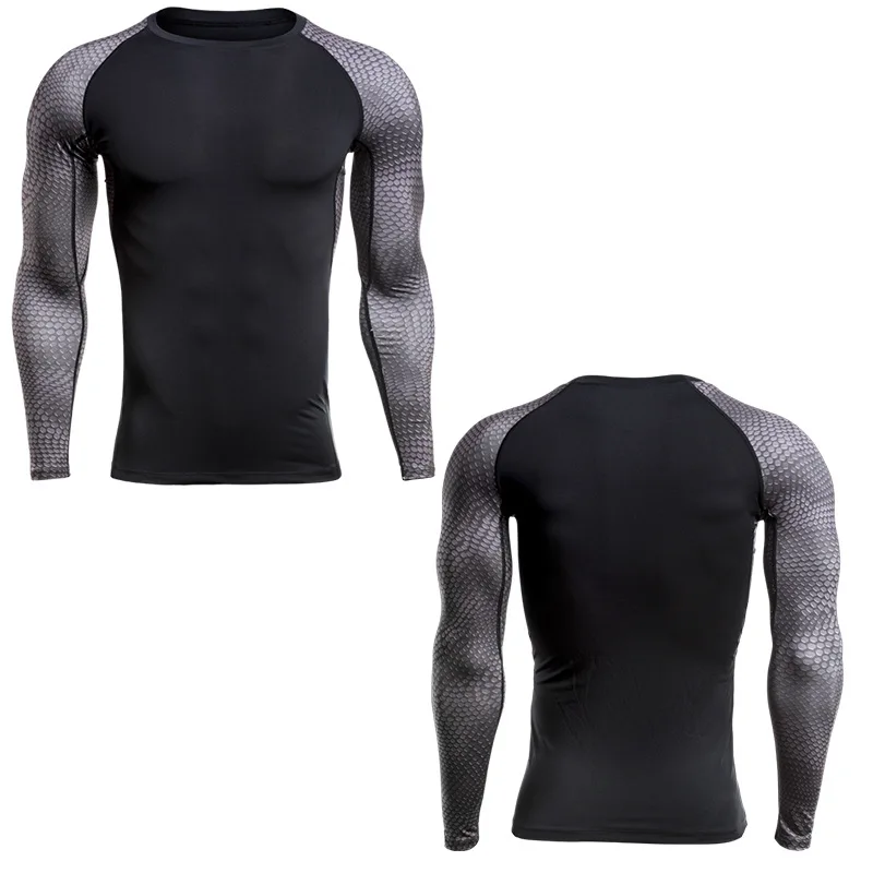 Мужская быстросохнущая компрессионная рубашка Rashguard для бега с длинным рукавом и