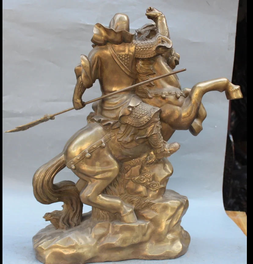 Zhmui88006552 &lt+ + 22 &quotКитайский латунный Guan Gong Yu воин Бог Дракон езда лошадь держать