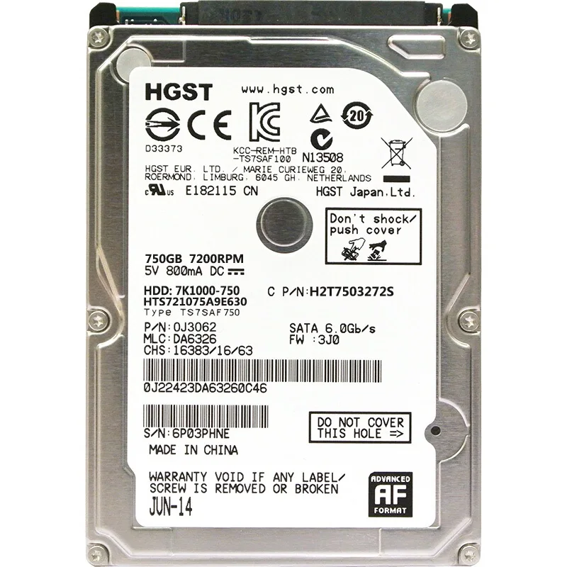 HGST Новый 2 5 &quotHDD 750 Гб внутренний жесткий диск для ноутбука 7200 об/мин SATAIII г