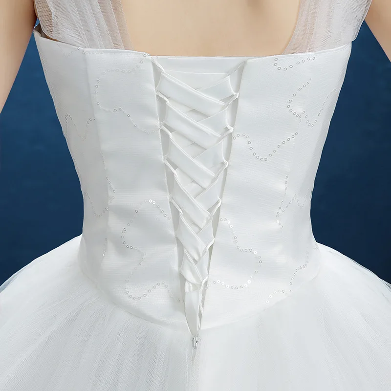 

Wedding Gown Princess Bridal Wedding Dress Ball Gown Simple Illusion Floral Lace Tulle Sweetheart Cap Sleeve Floor Length White