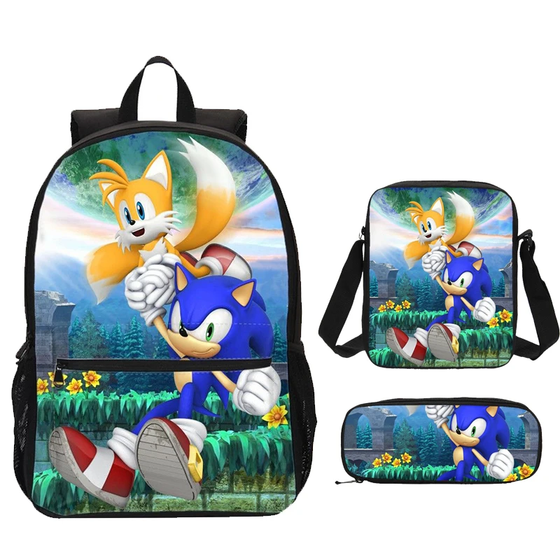 Рюкзак карандаш Sonic The Ежик для мальчиков и девочек 3 шт./компл. с 3D принтом|Мужские