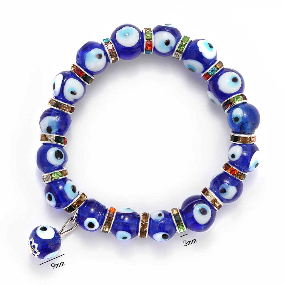 Стеклянный браслет Lucky Eye с бисером и сглаза синий подставка для женщин мужчин