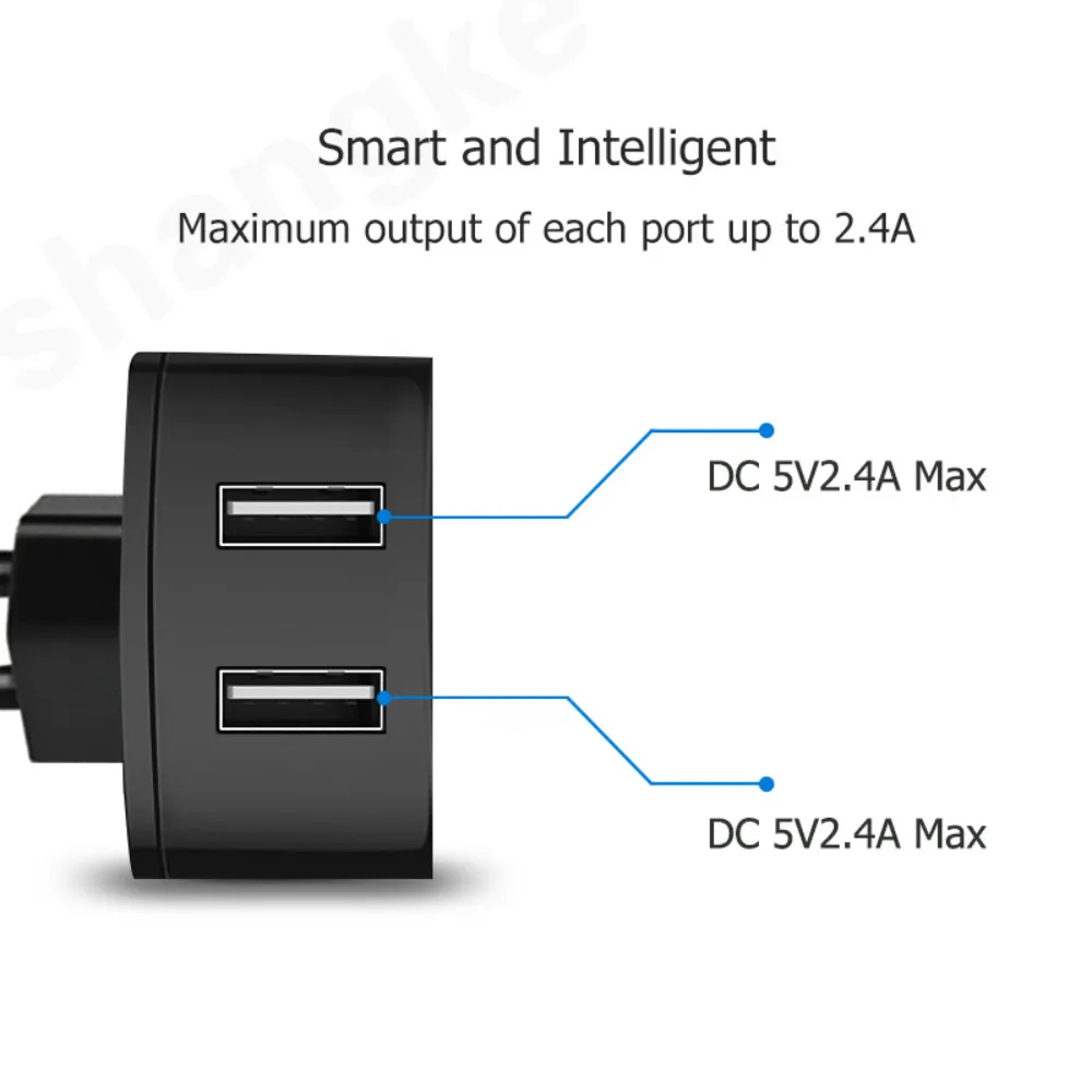 Зарядное устройство для телефона с двумя usb-портами, 5 В, 2,4 А, 2 порта, быстрая зарядка, евро, США, Великобритании, настенное зарядное устройство для iPhone, samsung, Xiaomi, умный мобильный адаптер