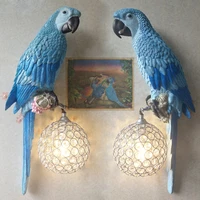led handmade blue yellow resin parrot crystal wall sconce animated animal parrots wall lamps for living room home decor