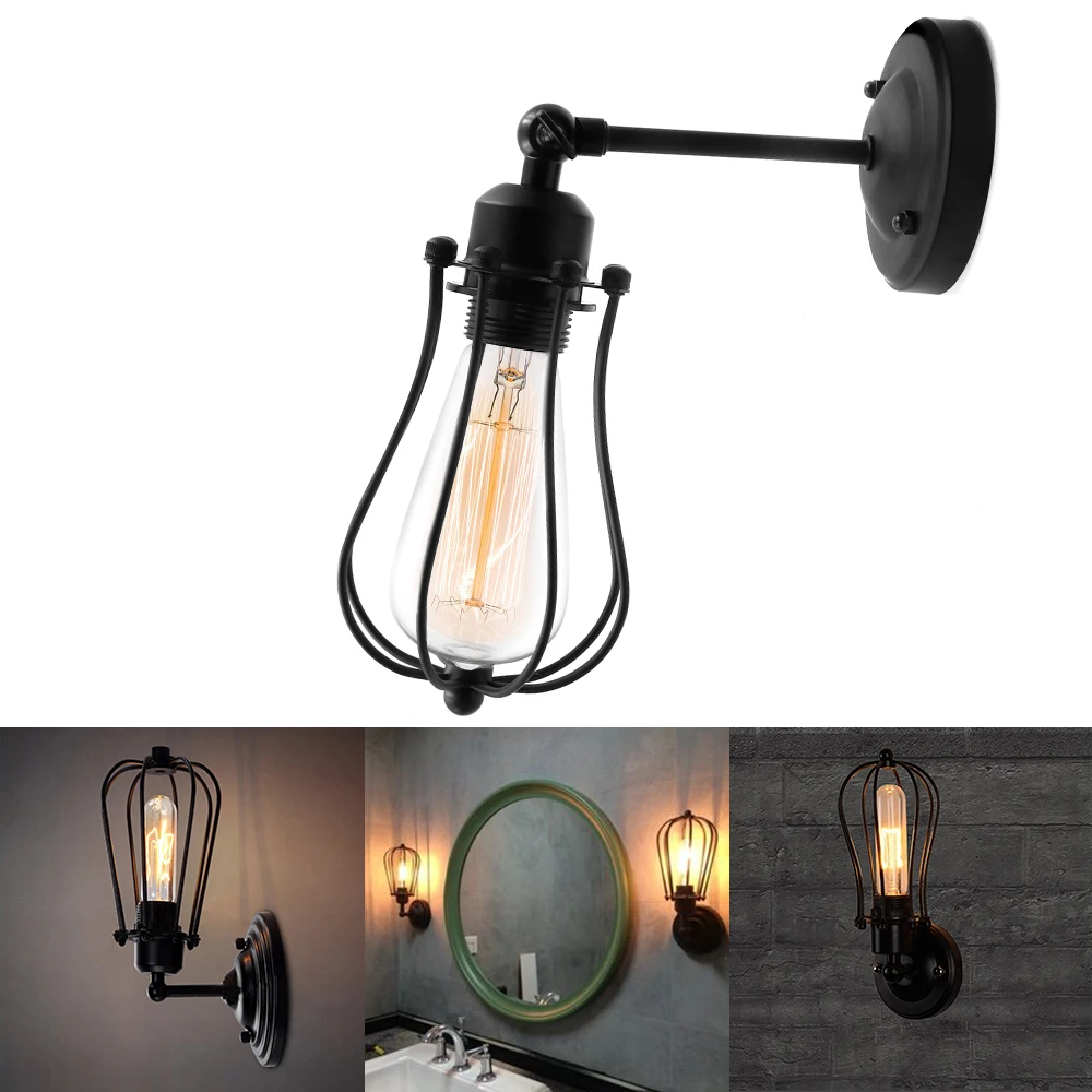 

Village Retro Industrial Style E27 Iron Wall Lamp Indoor Decor Lighting for Loft Bar Restaurant Corridor Bedroom AC110V 220V