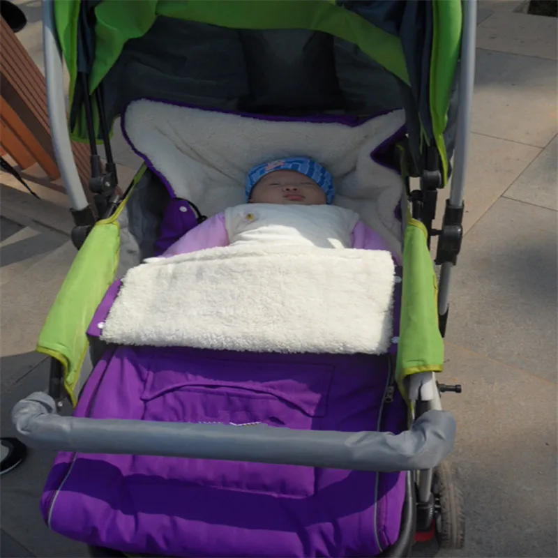 Saco de dormir para cochecito de beb&eacute;, bolsa gruesa de lana artificial, impermeable, 3 colores, alta calidad-5
