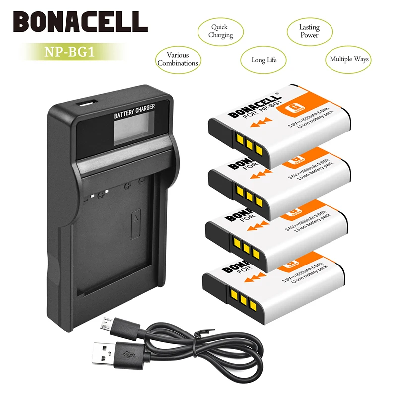 Bonacell NP BG1 для Sony батарея LCD зарядное устройство DSC T100 T20 H3 H7 H9 H10 H20 N2 N1|Перезаряжаемые