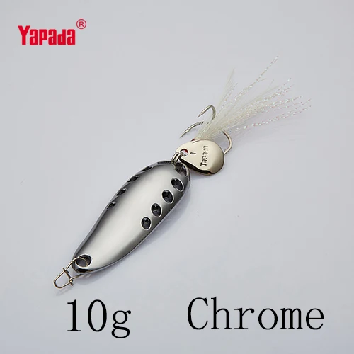 YAPADA ложка 015 Сплетница 10 г/15 г тройной крючок+ перо+ Блестки многоцветный 49 мм/54 мм металлическая ложка рыболовные приманки - Цвет: Chrome 10g