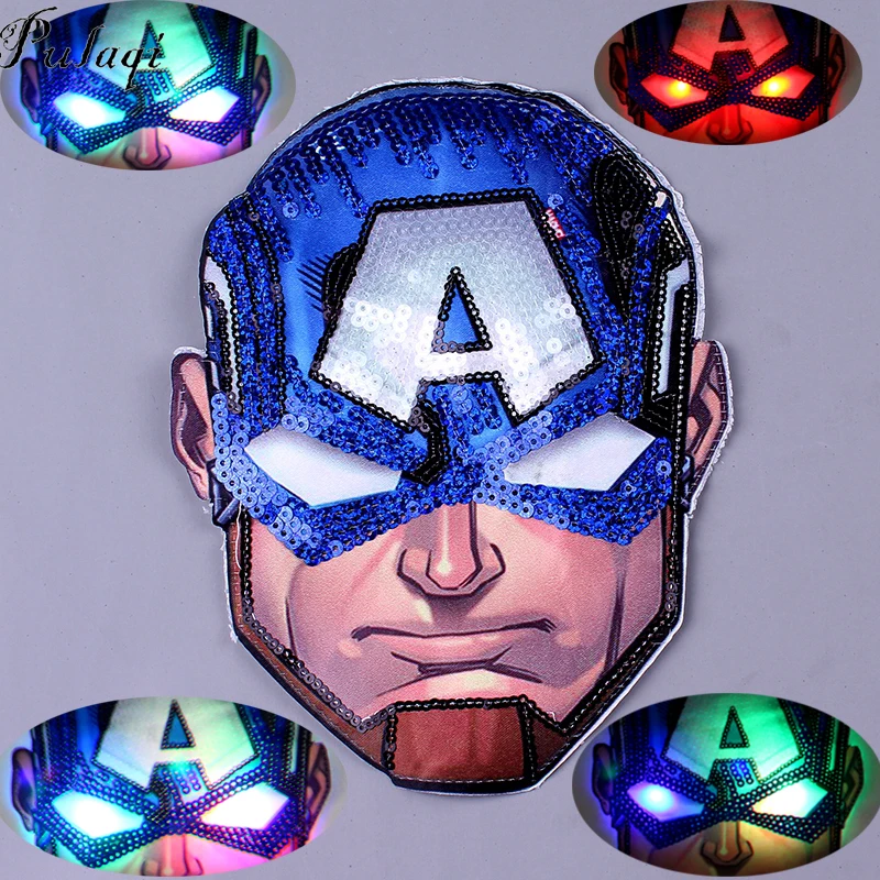 Pulaqi Cartoon LED Sequins Patch On Clothes DIY Embroidered Sewing On Patches For Clothing Badges Avengers patch For Kid Sticker