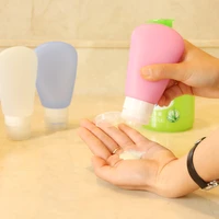 2pcs 37ml portable refillable squeeze bottles one hand press cap travel great for dispensing lotions shampoos and massage oils