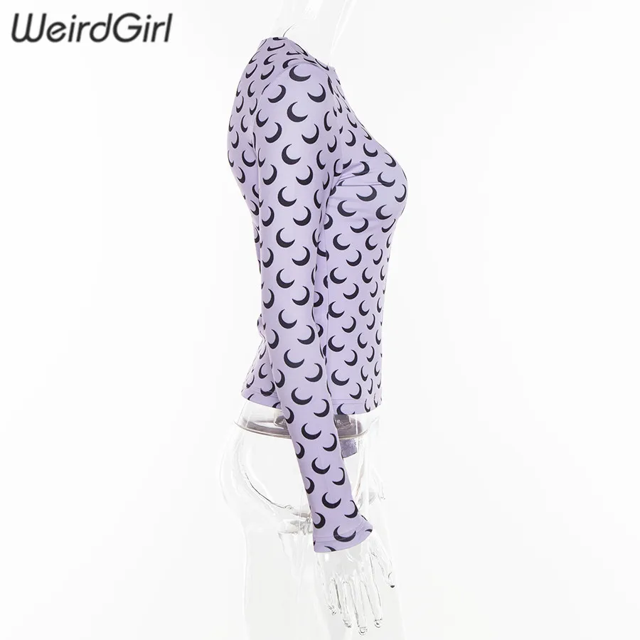 Weirdgirl, женская футболка, модная, повседневная, с принтом, длинный рукав, Круглый ворот, вязаный, зимний свитер, женский, пэчворк, Длинные Топы, Новинка