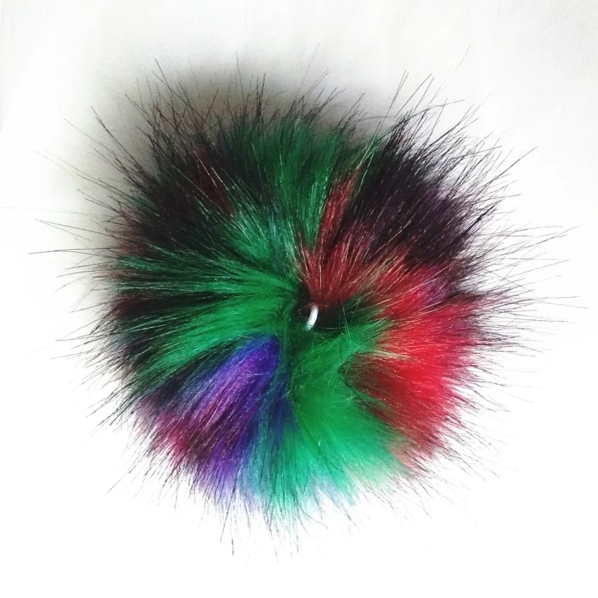 12 шт. фиолетовый зеленый серии искусственный мех енота меховым помпоном 15 см Pom