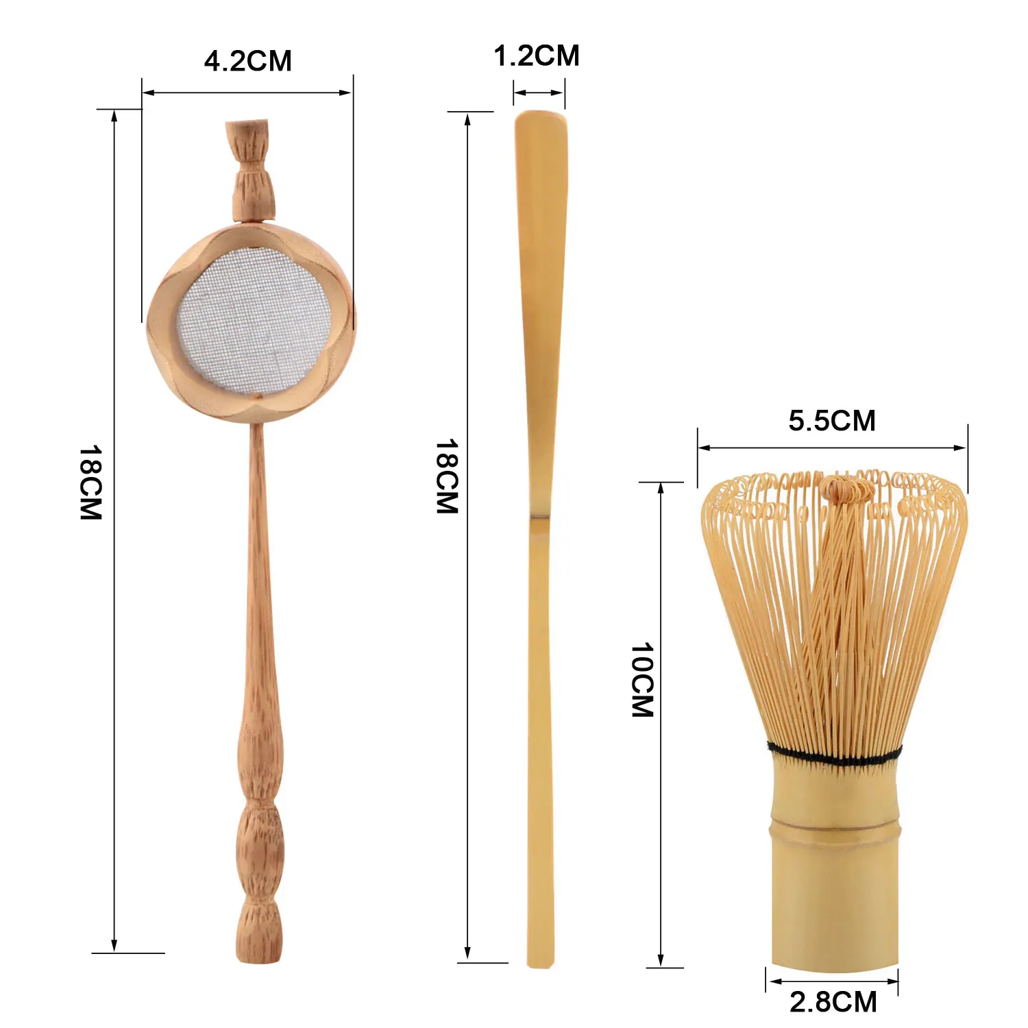 3pcs Natural Bamboo Tea Strainer Matcha Whisk Brush Green Tea Powder Whisk Scoop Set Japanese Teaware Ceremony