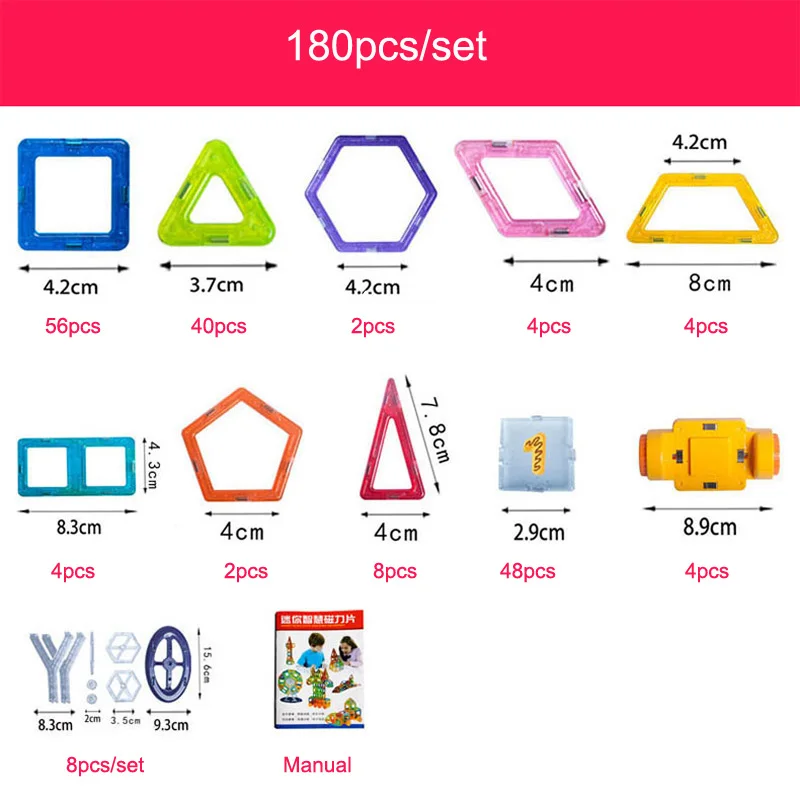 

246pcs Blocks Magnetic Designer Construction Set Model Building Toy Plastic Magnetic Blocks Educational Toys For Kids Gift