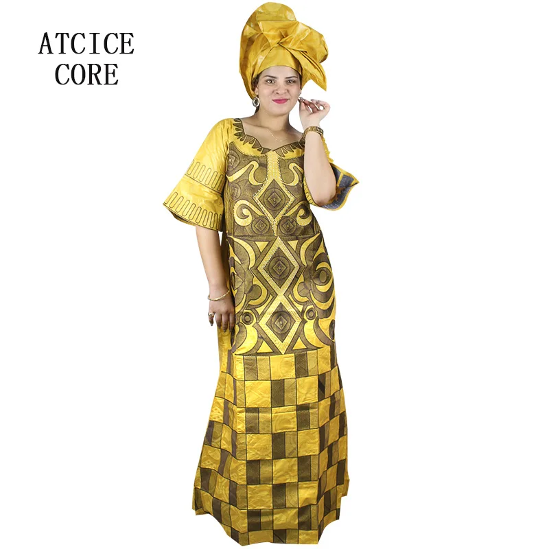african dresses for woman bazin riche embroidery design long dress A023 | Тематическая одежда и униформа