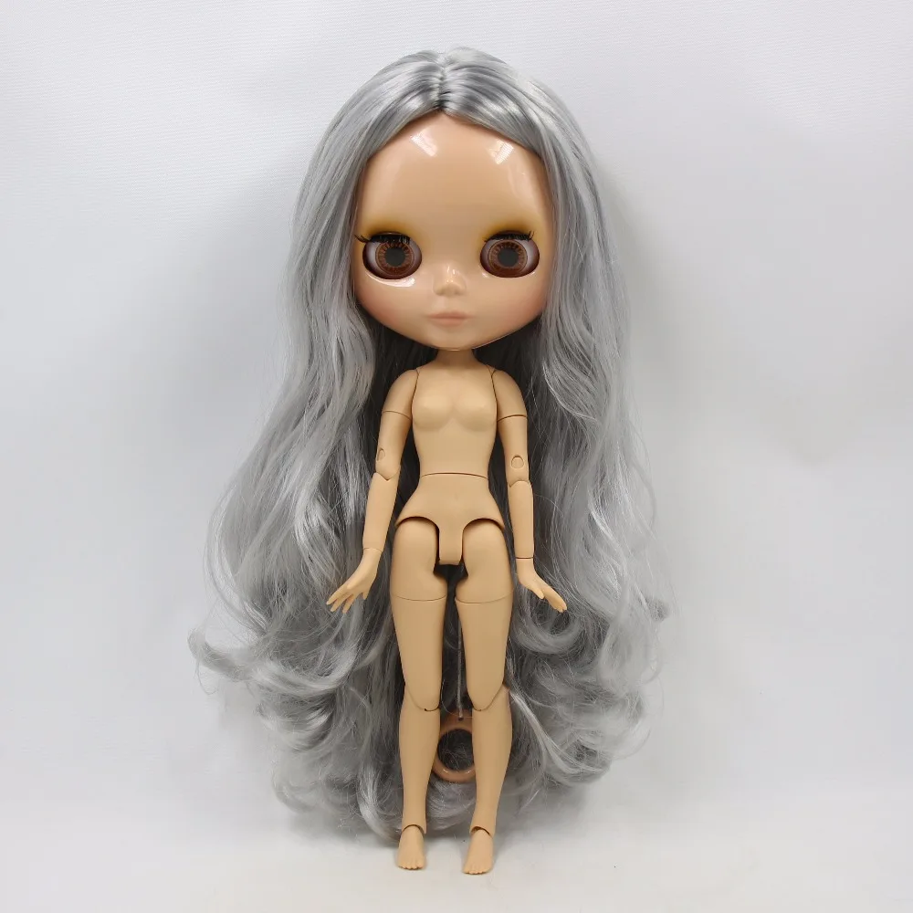 Ледяная кукла DBS Blyth седые волосы без челки желто коричневый кожный сустав 1/6 bjd 30