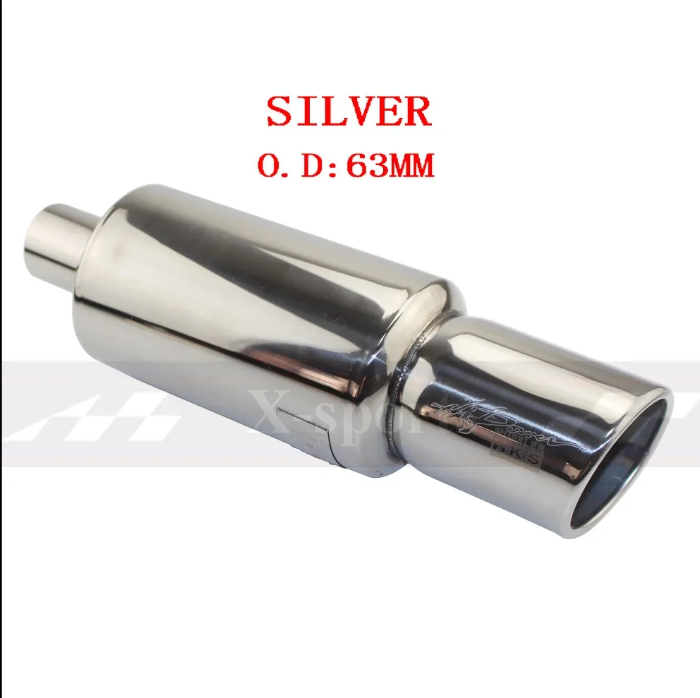 SILVER O.D 63MM Автомобильный мотоцикл Выхлопная система выхлопная труба глушитель наконечник Универсальный нержавеющая сталь ID 51 мм 57 мм 63 мм выход 89 мм Глушитель выхлопная труба - Цвет: SILVER O.D 63MM