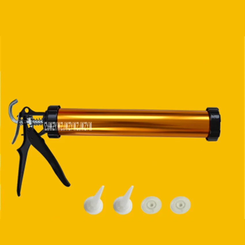 New Arrival Dual-use Aluminum Alloy Structure Glass Glue Gun+2 Glue Mouth+2 Push Piece, Can be Installed 590ml/700g of Soft Gun