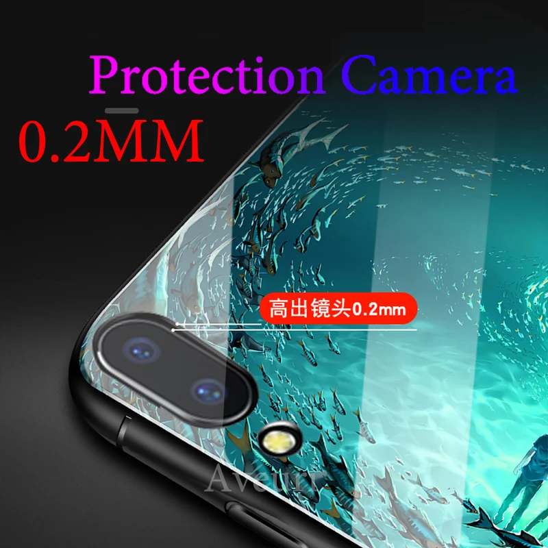 Роскошный светящийся стеклянный чехол для телефона Huawei Nova 3 3i Y9 P Smart Plus