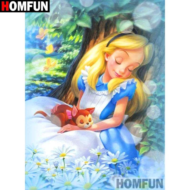 HOMFUN полный квадратный/круглый дрель алмазная живопись 5D «сделай сам» "мультфильм красота" 3d-бриллиантовая вышивка вышивки крестом домашний декор A19646