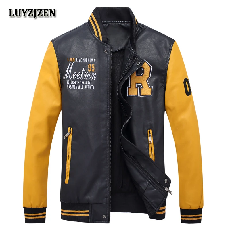 Мужская повседневная куртка из искусственной кожи модная эластичная