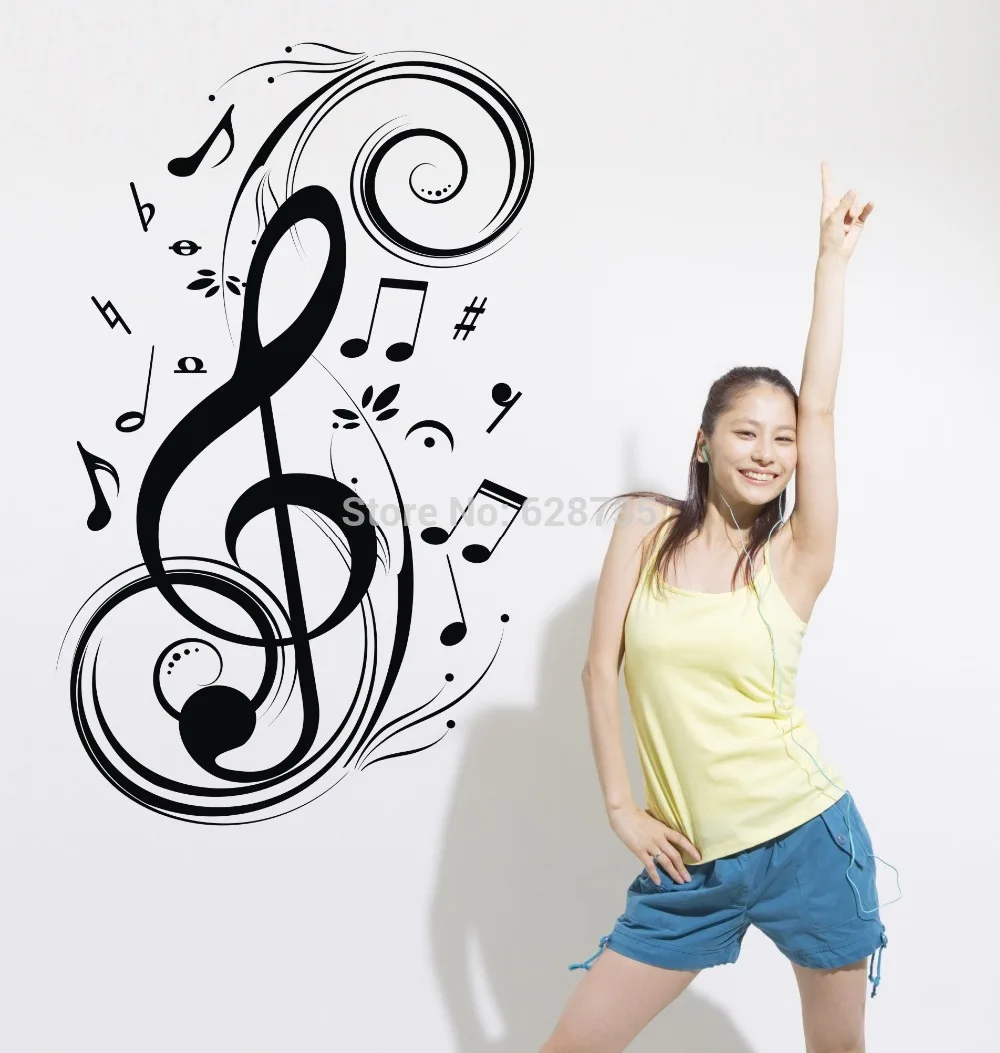Beat музыкальные нотки настенные художественные наклейки графическое искусство