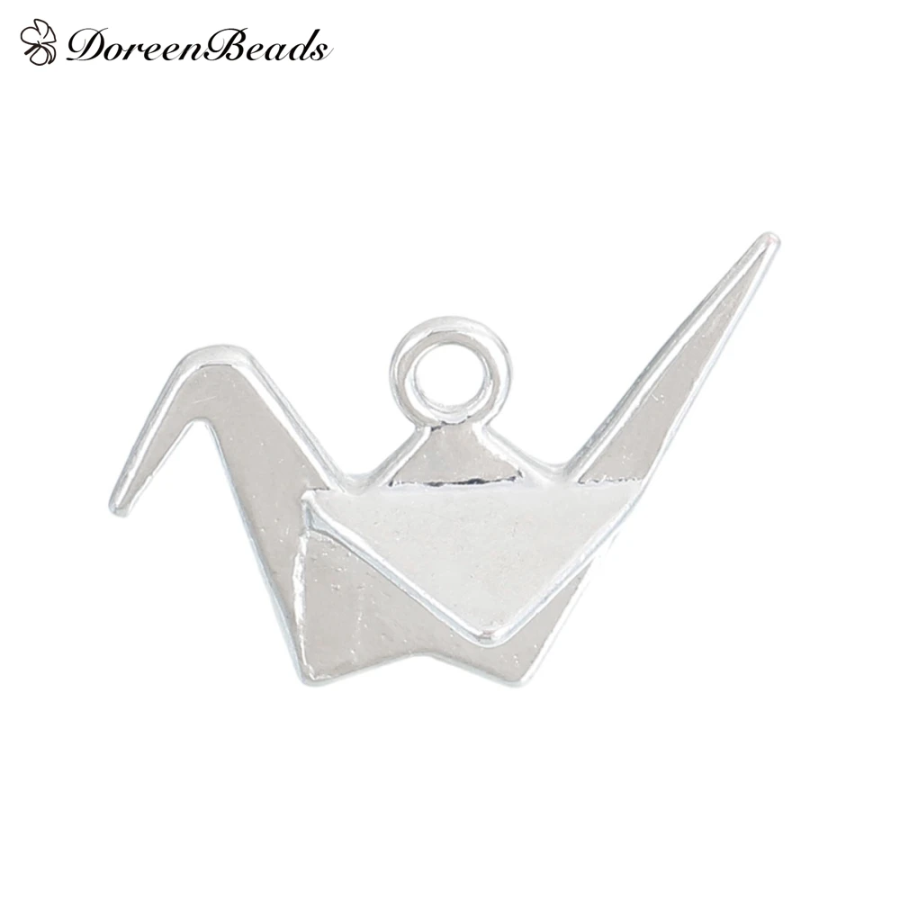 DoreenBeads подвески из сплава 3D Подвески Оригами журавль тусклый серебристый цвет 27