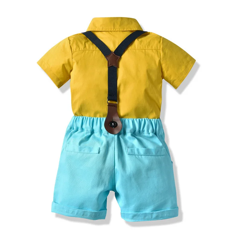 Formal Baby Boy clothing Set Gentleman Suit Short Sleeve Shirt Pants Kids Clothes Suits Children Boys Sets | Детская одежда и