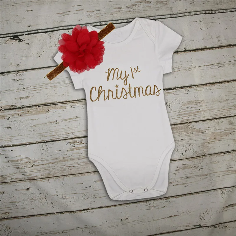 2018 Одежда для новорожденных и маленьких девочек одежда первого Рождества